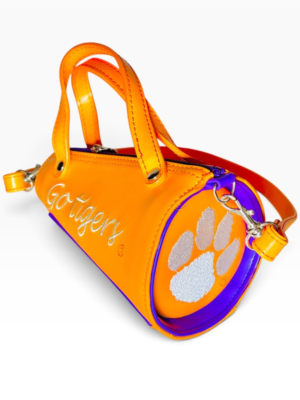Clemson Tigers Megaphone Crossbody Bag Orange Purple Embroidered Paw Go Tigers